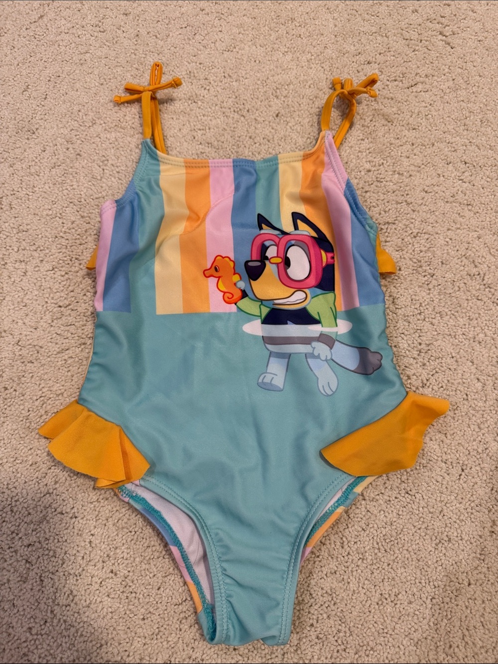 Bluey One-Piece Swimsuit with Yellow Ruffle Straps